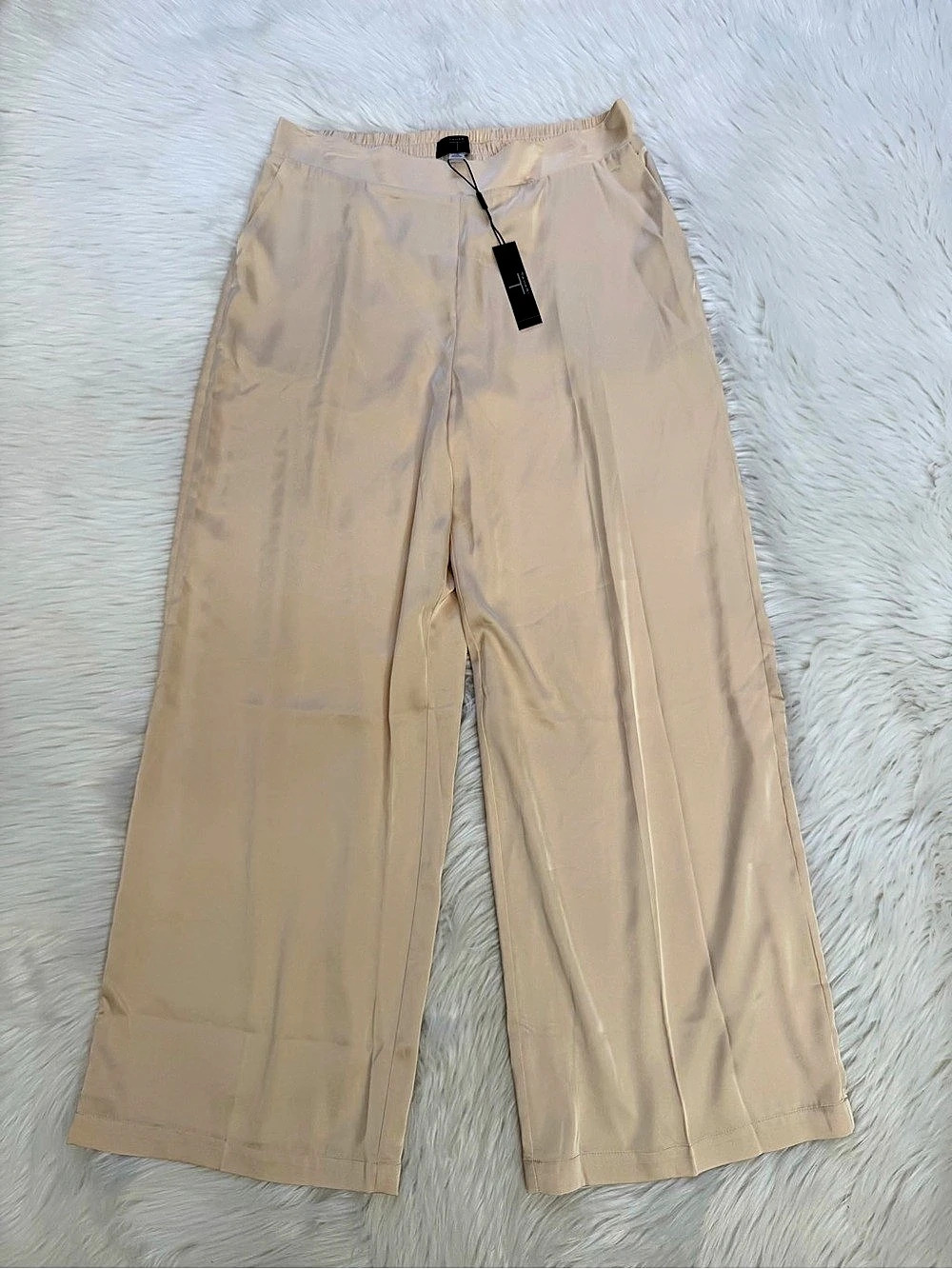 Tahari Wide Leg Champagne Satin Pants Sz L